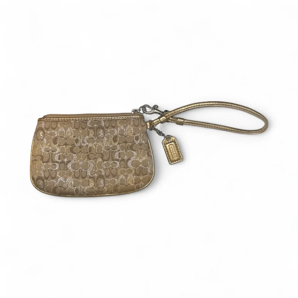 Coach Gold Wristlet Vintage y2k Signature C Coin Purse Wallet Wristlet